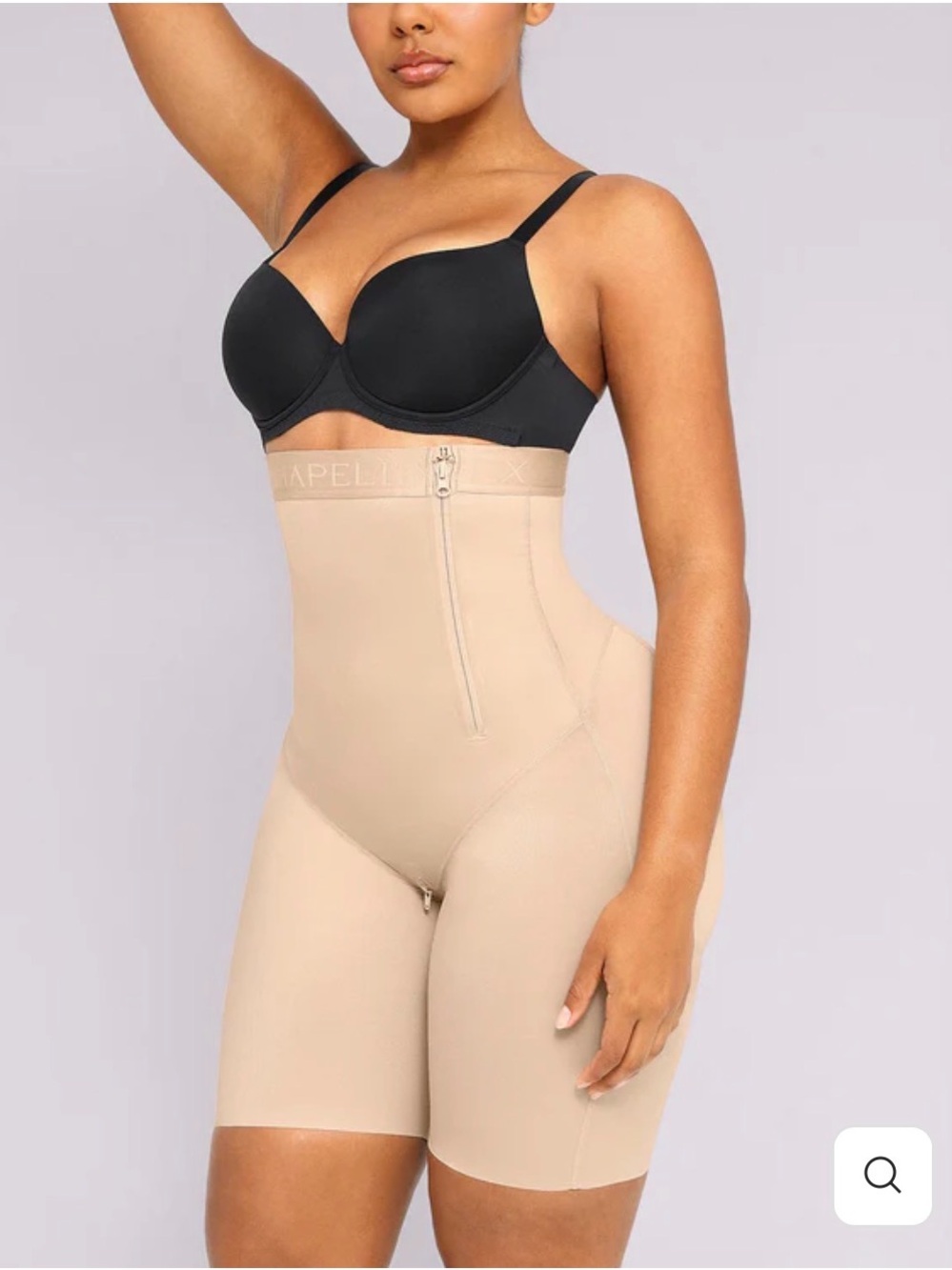 High-Waist Nude Shaping Short with Front Zip by